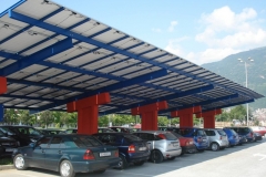 Објект: Фотоволтаична настрешница за паркинг / Инвеститор: Универзитет на Југоисточна Европа / Година: 2013 / Локација: Тетово /